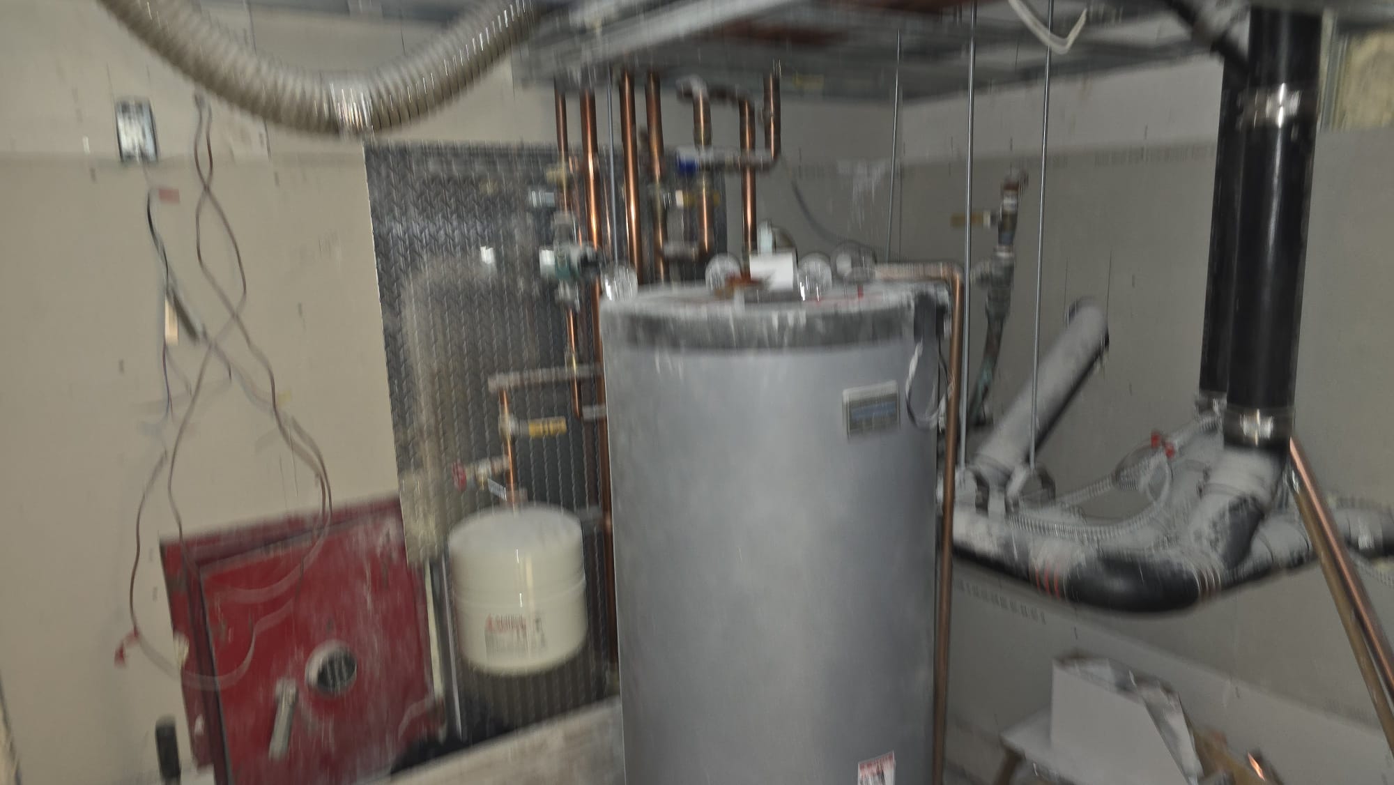 Mechanical Room — Water Heater, Boiler & Copper Piping